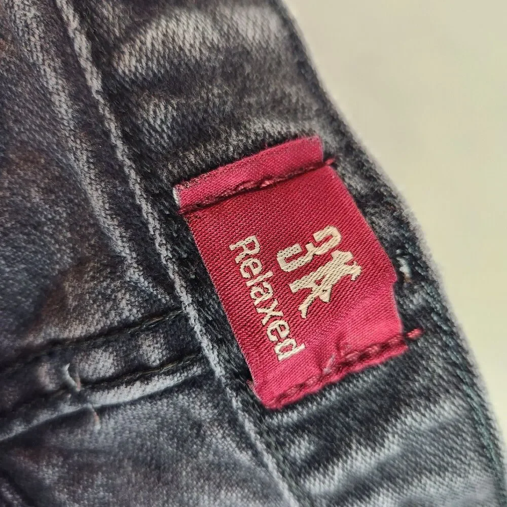 Wrangler Jeans Mens 36x30 Gray Black Denim Relaxed Fit  Western Vintage Patch